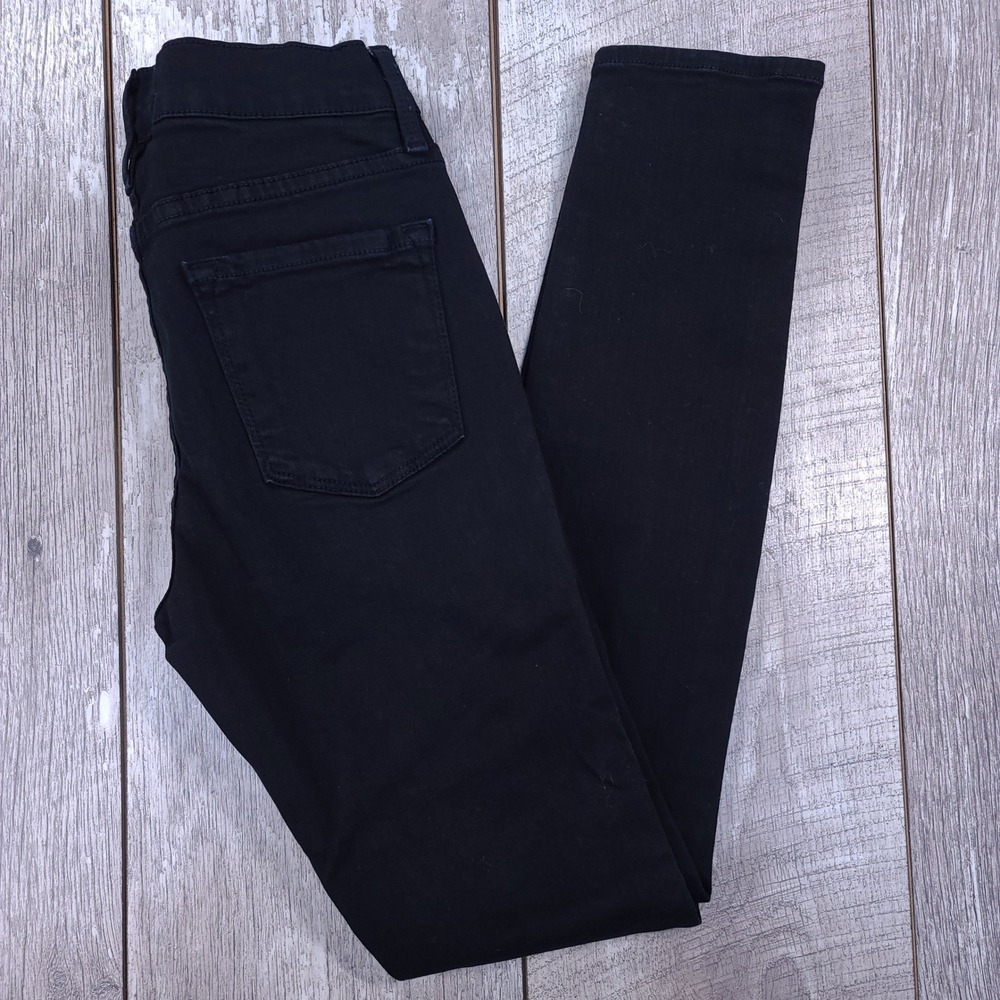 Frame Le Skinny de Jeanne Jeans Womens 25 Black Distressed Shredded Denim